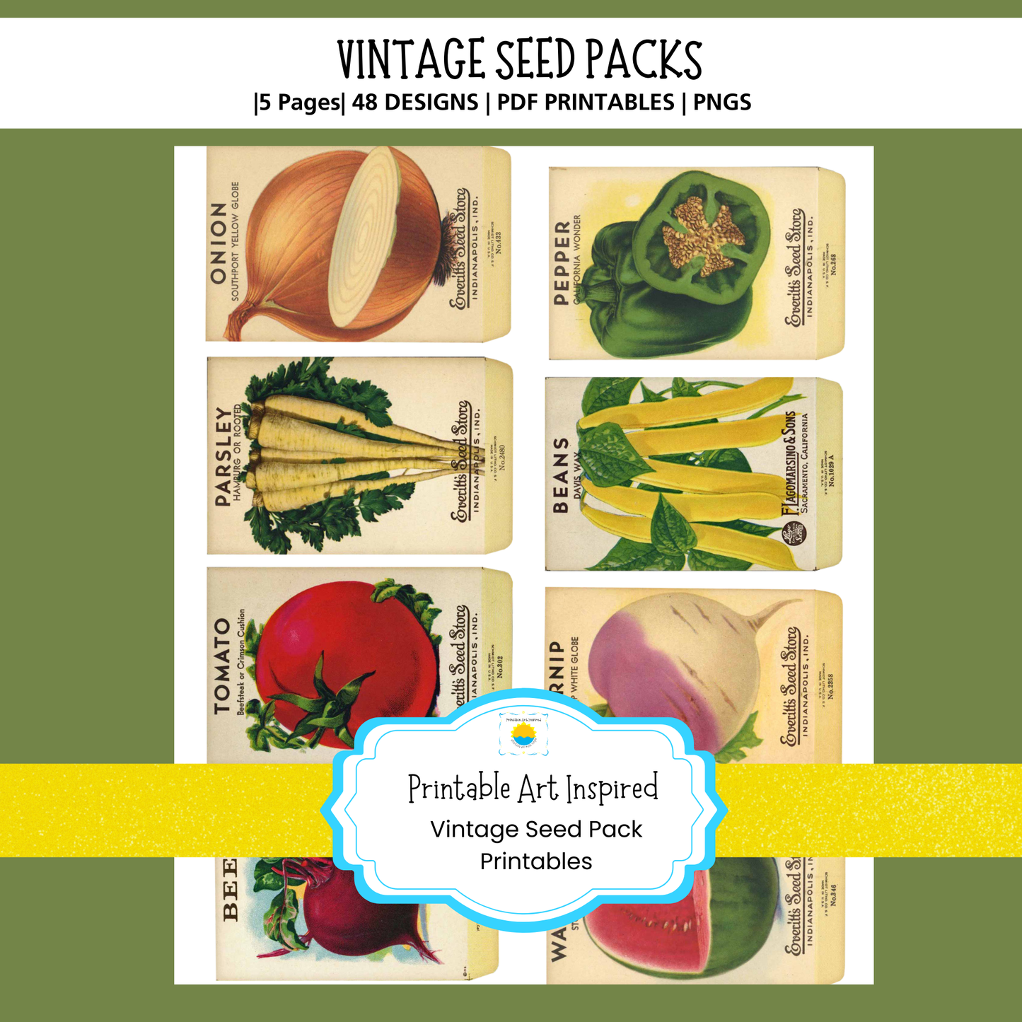 Vintage Seed Pack Printables for Journaling, Collage & Creative Crafts 5 page PDF Instant Download