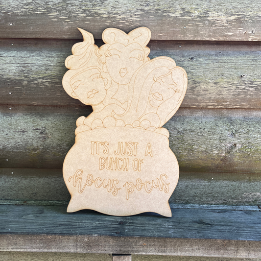 3 Witches Wood Cutout Door Hanger Halloween DIY Project