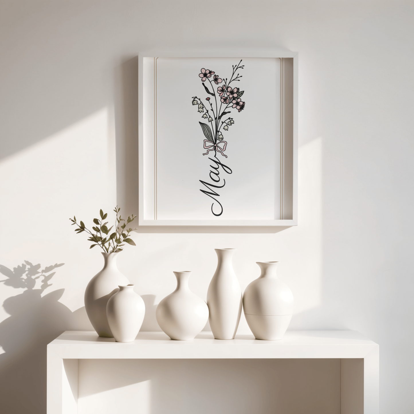 Boho May Birthday Flower  Printable Art Bundle — 48 File Digital Download