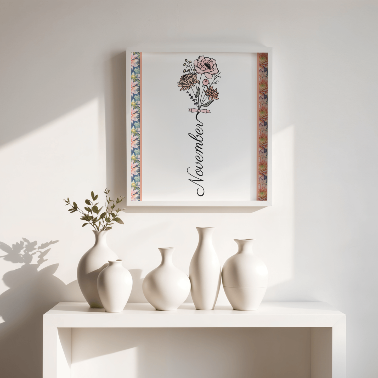 Boho November Birthday Flower  Printable Art Bundle — 48 File Digital Download