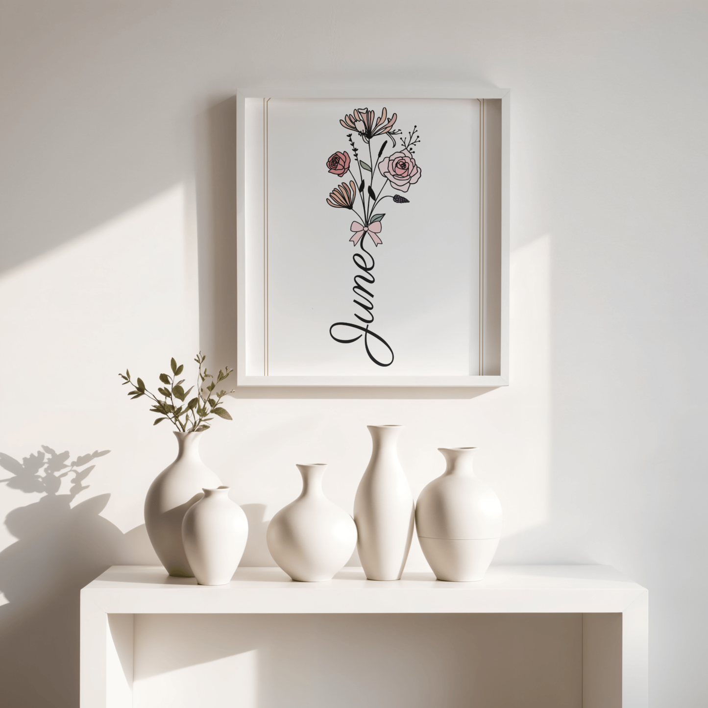 Boho June Birthday Flower  Printable Art Bundle — 48 File Digital Download