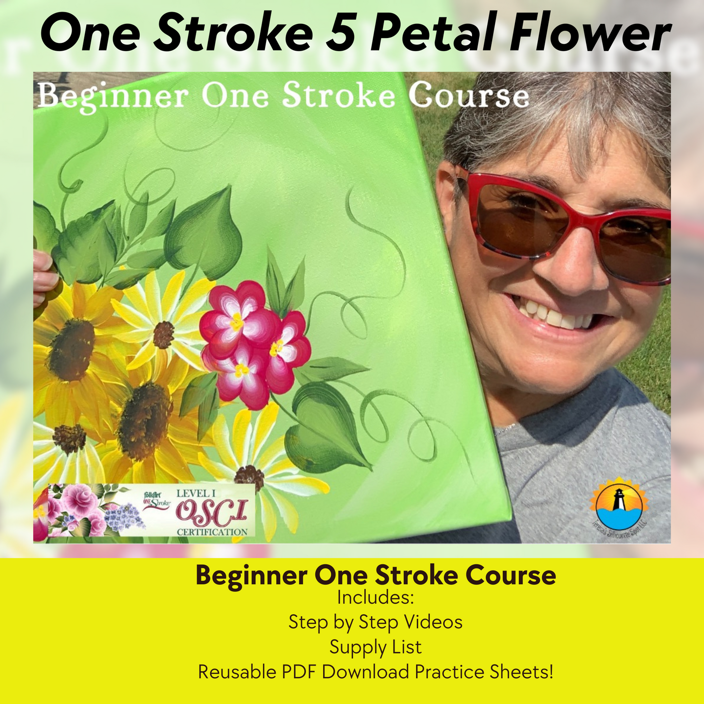 Beginner Donna Dewberry One Stroke Paint Tutorial -Step by Step One Stroke 5 Petal Flower