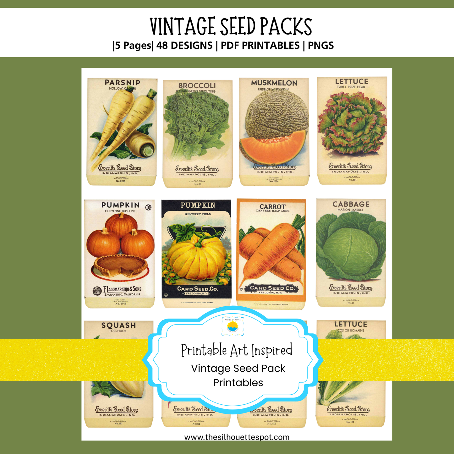 Vintage Seed Pack Printables for Journaling, Collage & Creative Crafts 5 page PDF Instant Download