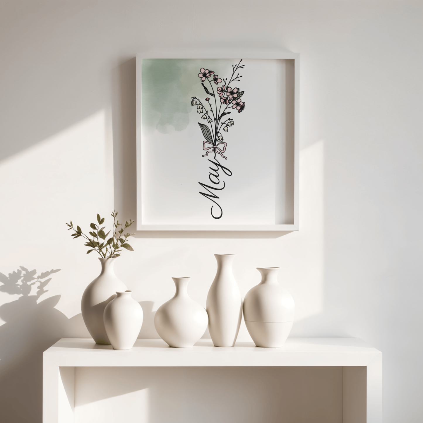 Boho May Birthday Flower  Printable Art Bundle — 48 File Digital Download