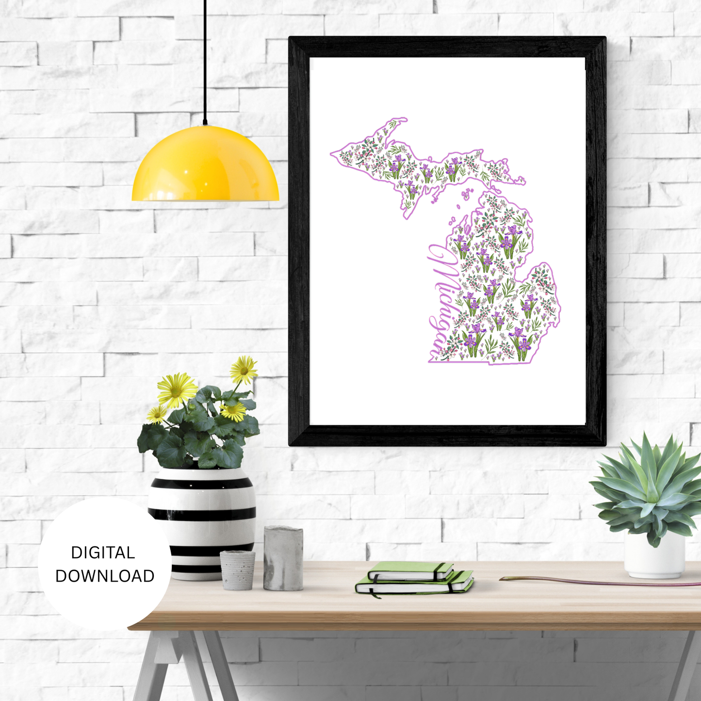 Michigan US State and State Flower Printable Wall Art – Digital Download ✨