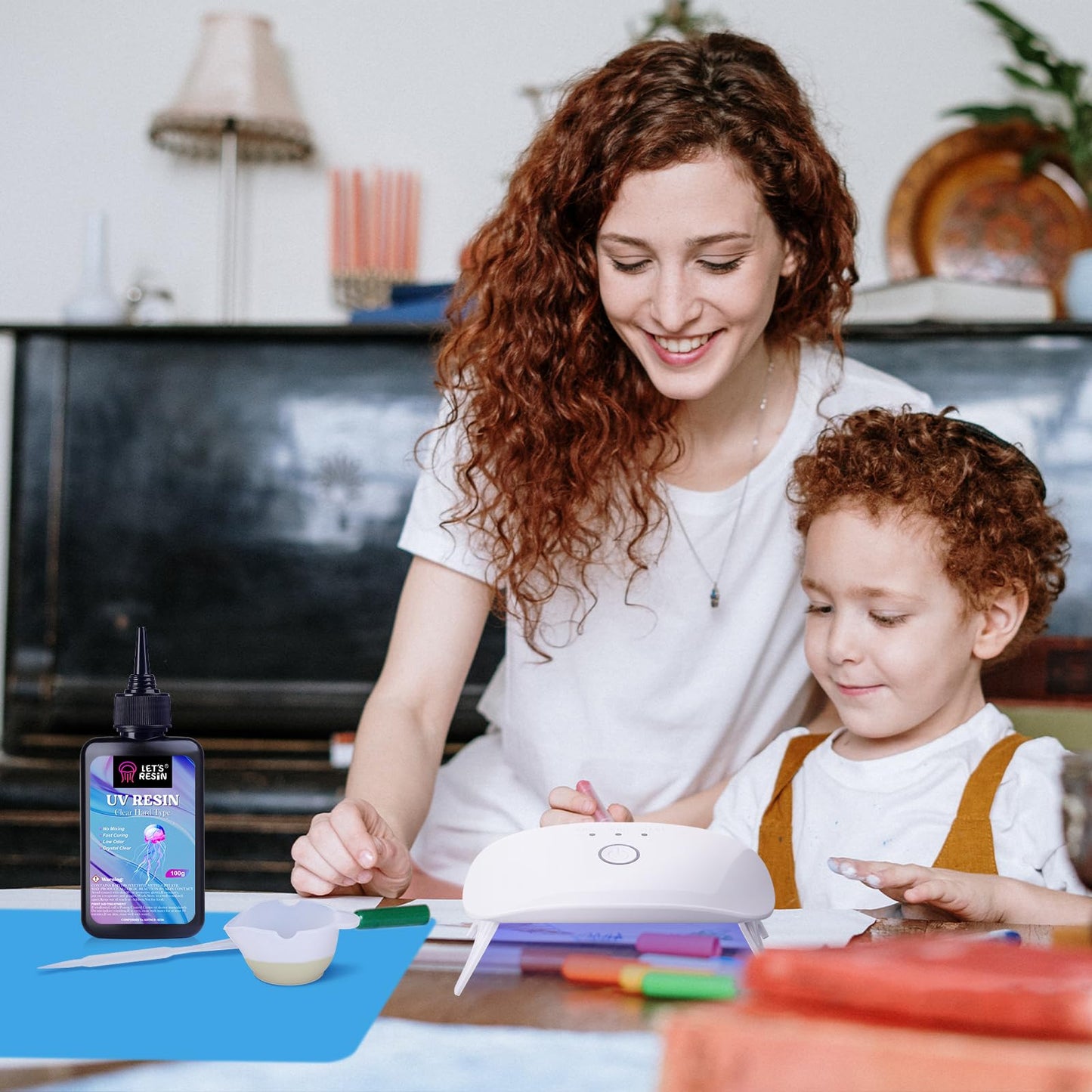 LET'S RESIN UV Resin with Light,Upgraded 200g Crystal Clear&Low Odor,UV Light,Silicone Mat,Ultraviolet Epoxy Resin Hard, Starter Kit for Jewelry,Craft Decor, Keychain Making