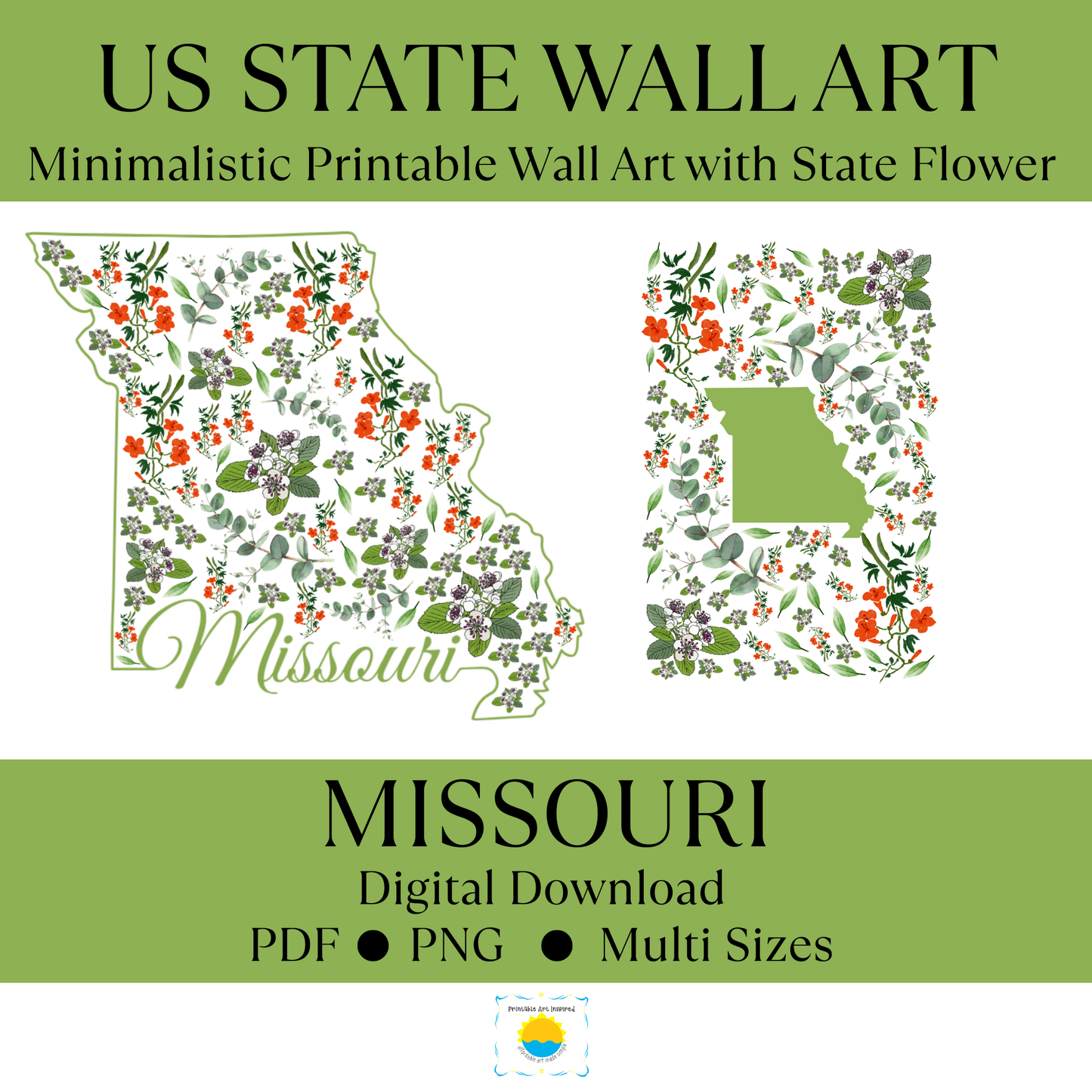 Missouri US State and State Flower Printable Wall Art – Digital Download ✨