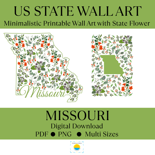 Missouri US State and State Flower Printable Wall Art – Digital Download ✨