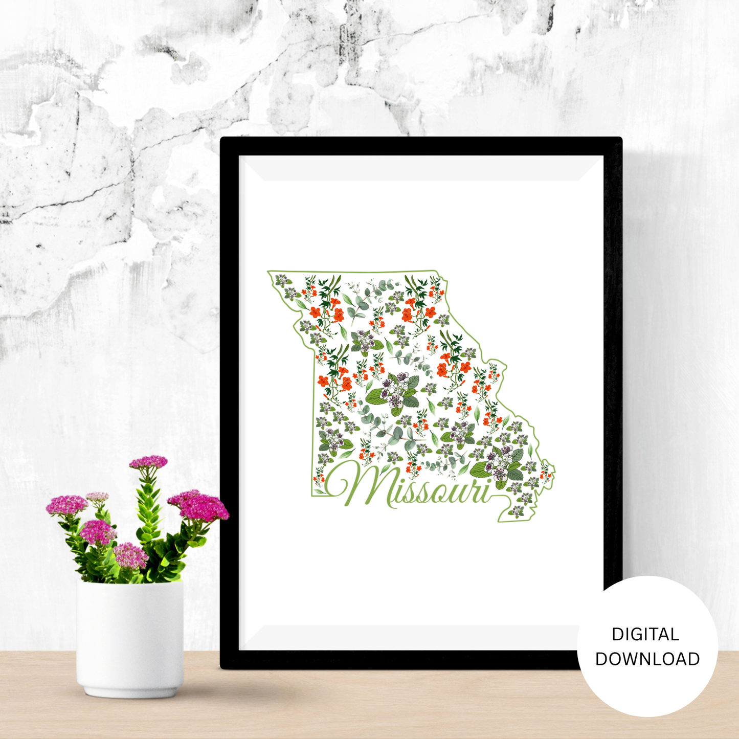 Missouri US State and State Flower Printable Wall Art – Digital Download ✨