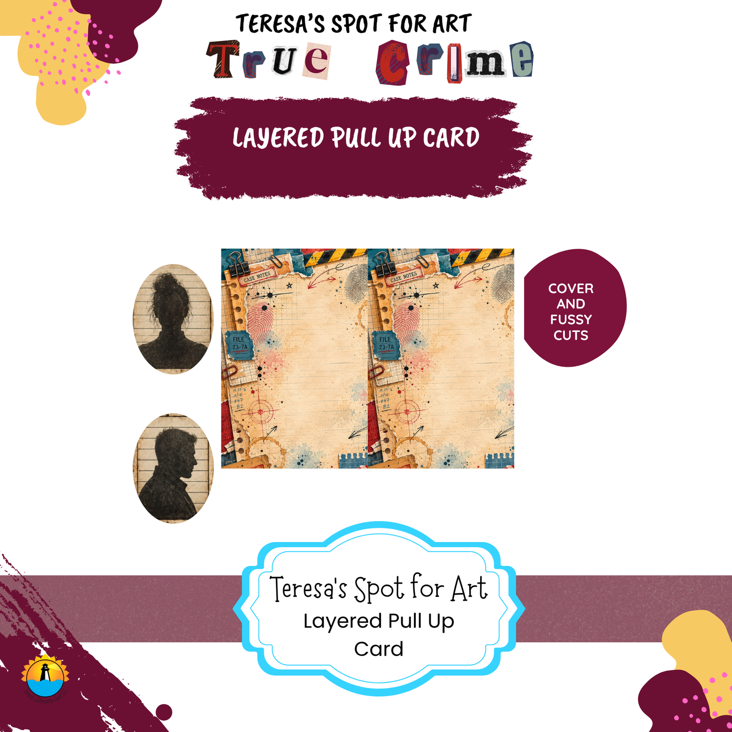 True Crime Junk Pull Up Card–Instant 3 page PDF Download