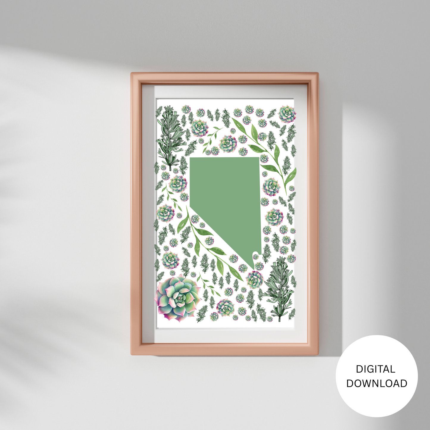 Nevada US State and State Flower Printable Wall Art – Digital Download ✨
