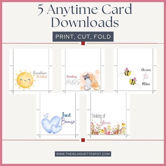 Watercolor All-Occasion Cards (Printable Digital Download) Set of 5