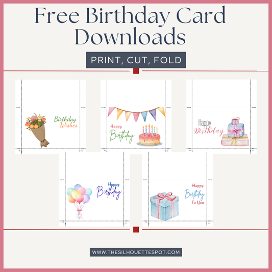 Set of 5 Free Watercolor Birthday Cards (Printable Digital Download)