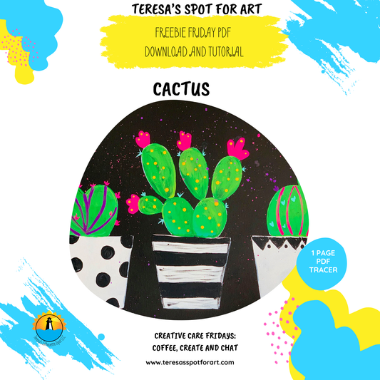 Cactus Beginner Acylic Painting Tracer Stencil