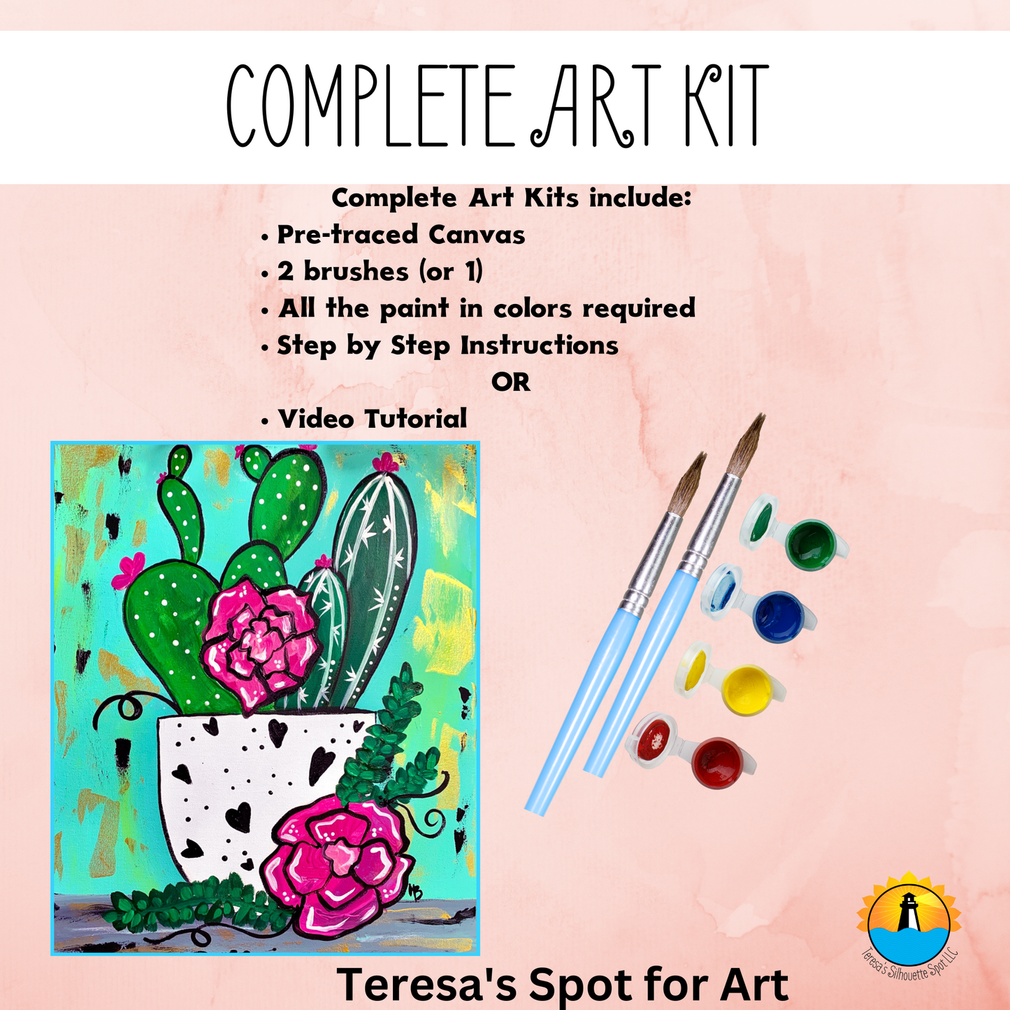 Spring Cactus Florals Complete Acrylic Art Kit
