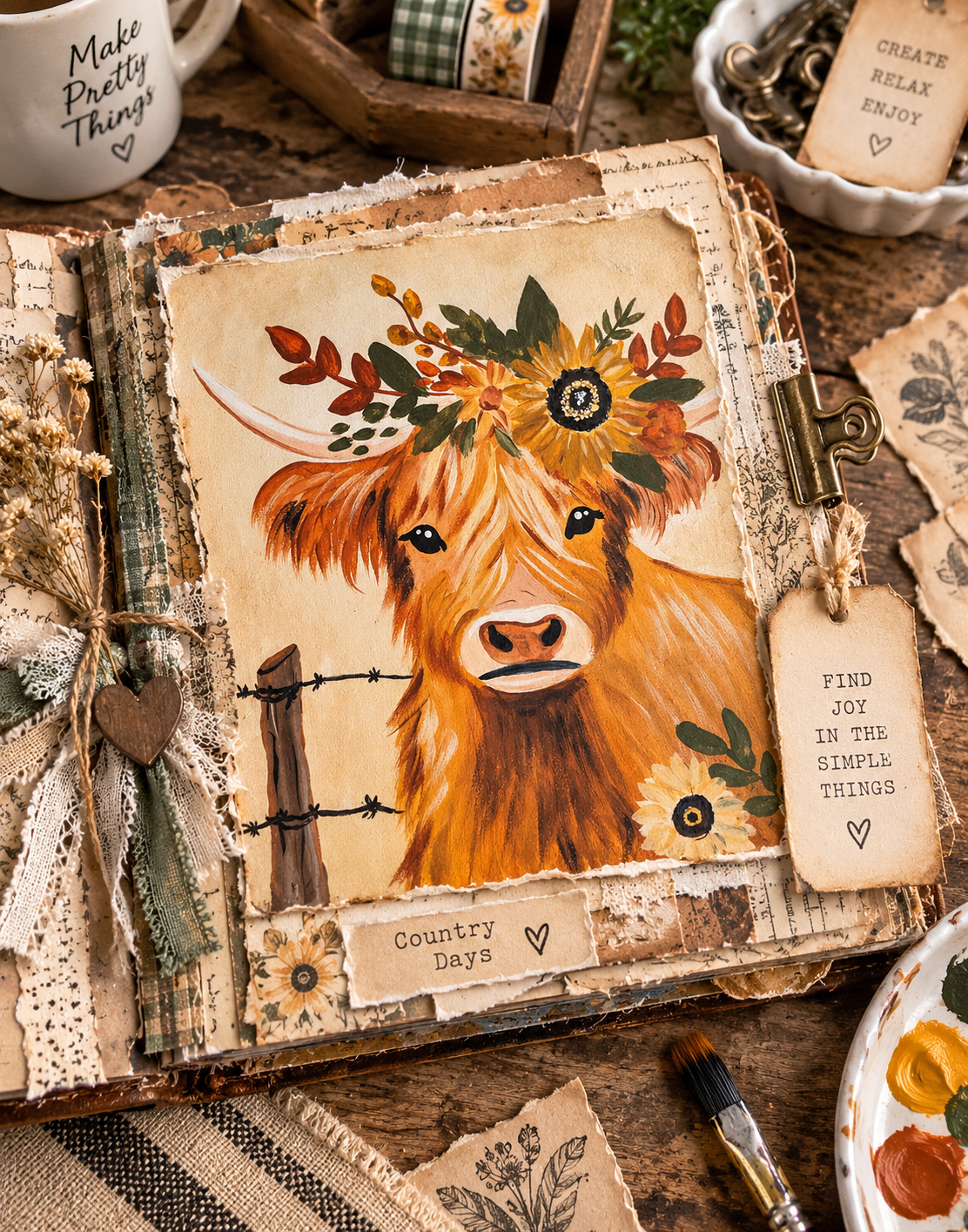 Highlander Cow Beginner Acrylic Painting Tutorial | Digital Painting Kit