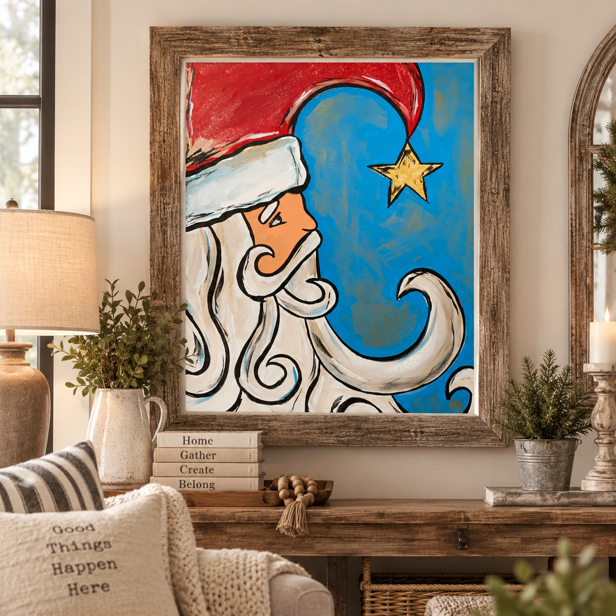 Paint at Home Vintage Santa Step by Step Beginner Acrylic Painting Digital Download PDF Kit and Video Tutorial