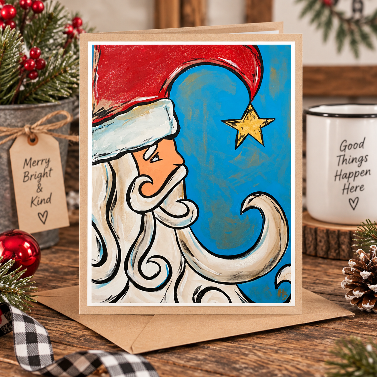 Paint at Home Vintage Santa Step by Step Beginner Acrylic Painting Digital Download PDF Kit and Video Tutorial