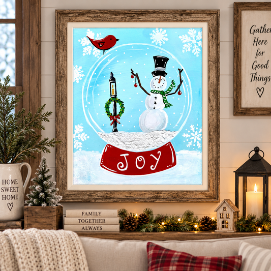 Paint at Home Snowman Snowglobe Step by Step Beginner Acrylic Painting Digital Download PDF Kit and Video Tutorial