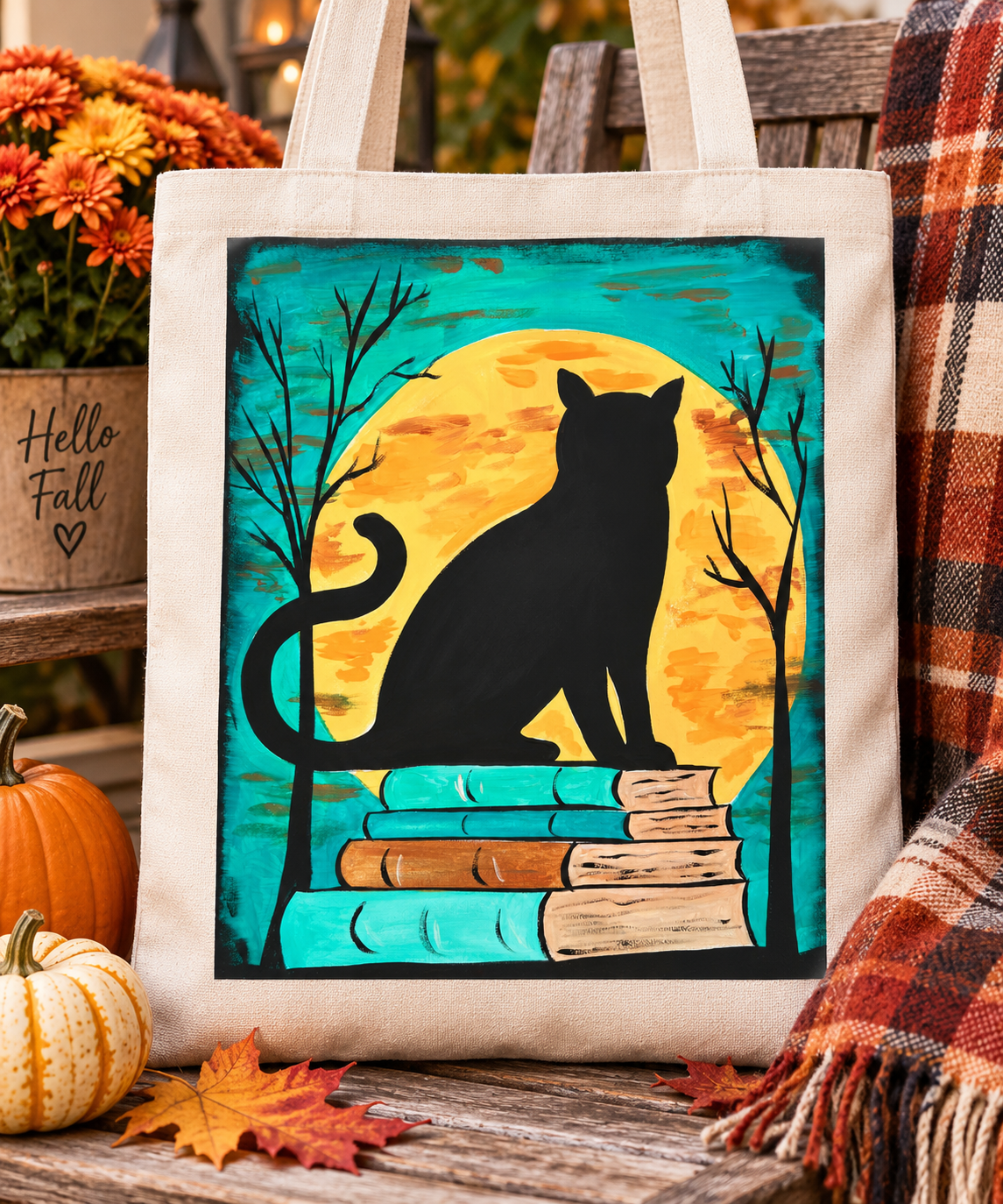Fall Black Cat Acrylic Painting Tutorial: Easy Beginner Step by Step Painting