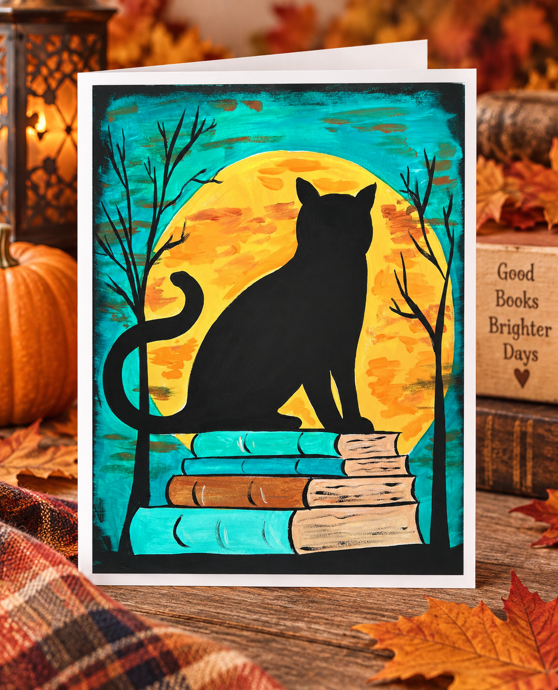 Fall Black Cat Acrylic Painting Tutorial: Easy Beginner Step by Step Painting