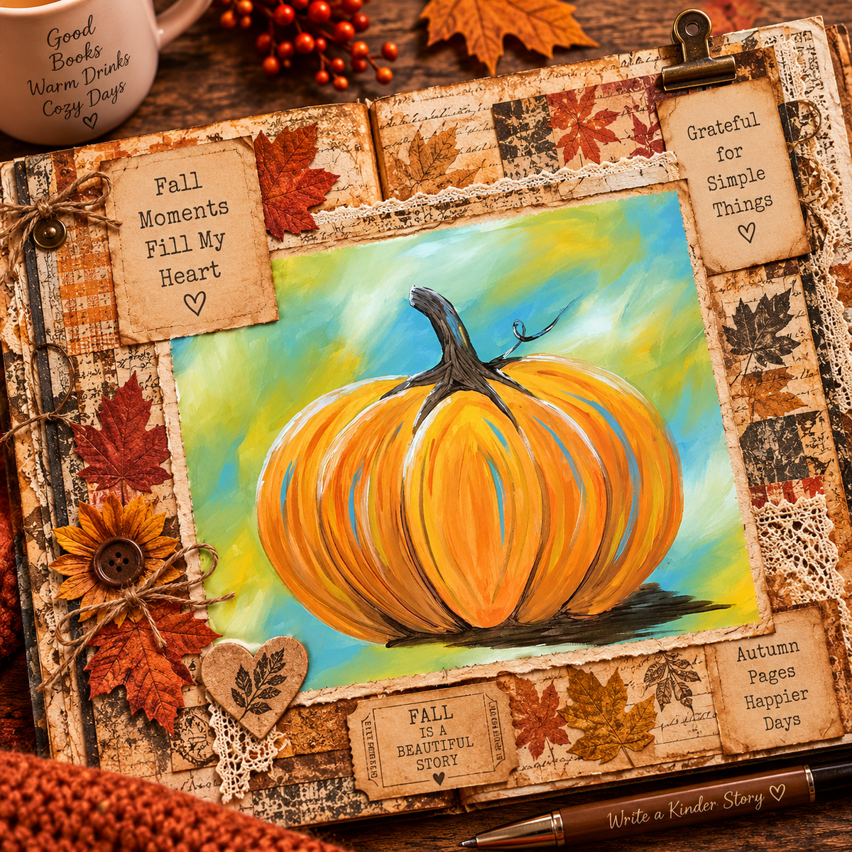 Easy Beginner Pumpkin with Blue HiLights Acrylic Art Video Tutorial