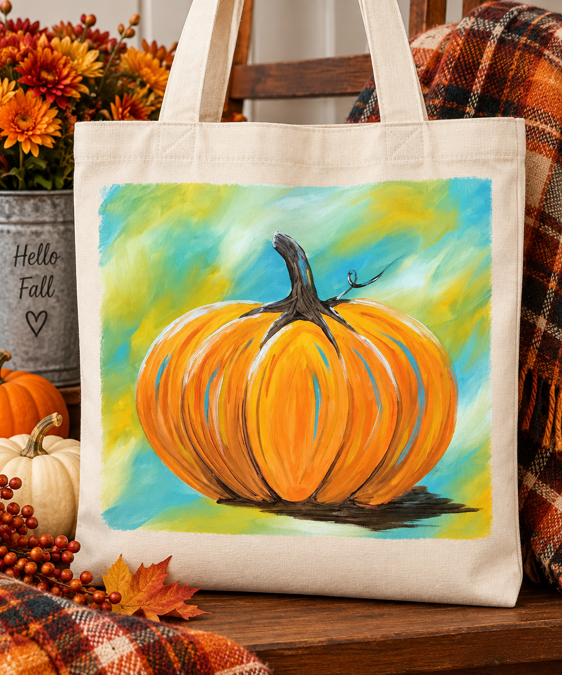 Easy Beginner Pumpkin with Blue HiLights Acrylic Art Video Tutorial