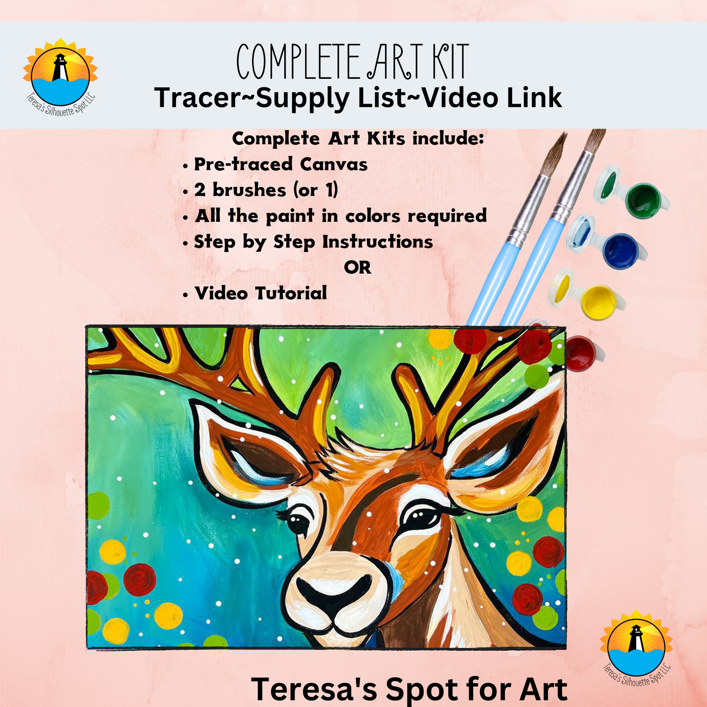 Christmas Reindeer Art Party Kit! At Home Paint Party Supplies! Beginn –  Teresa's Spot for All Things Art