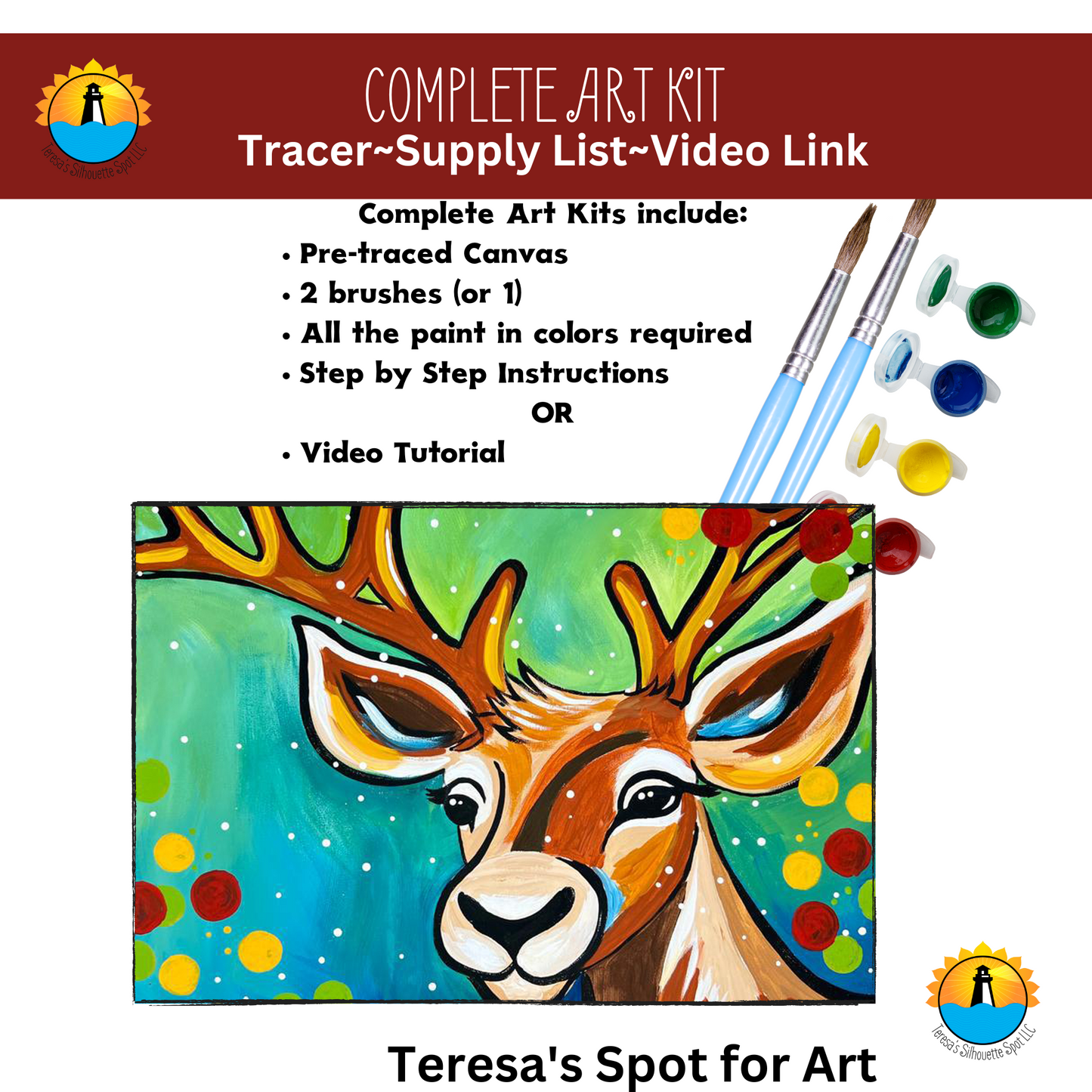 Christmas Reindeer Complete Art Kit! At home Beginner DIY Art Kit! Reindeer Art Kit Great For Beginners!