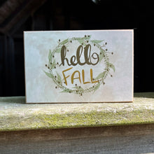 Load image into Gallery viewer, Hello Fall Small 4x6 Fall Signs: Pastel Earth Tone Prints on Smooth Wood

