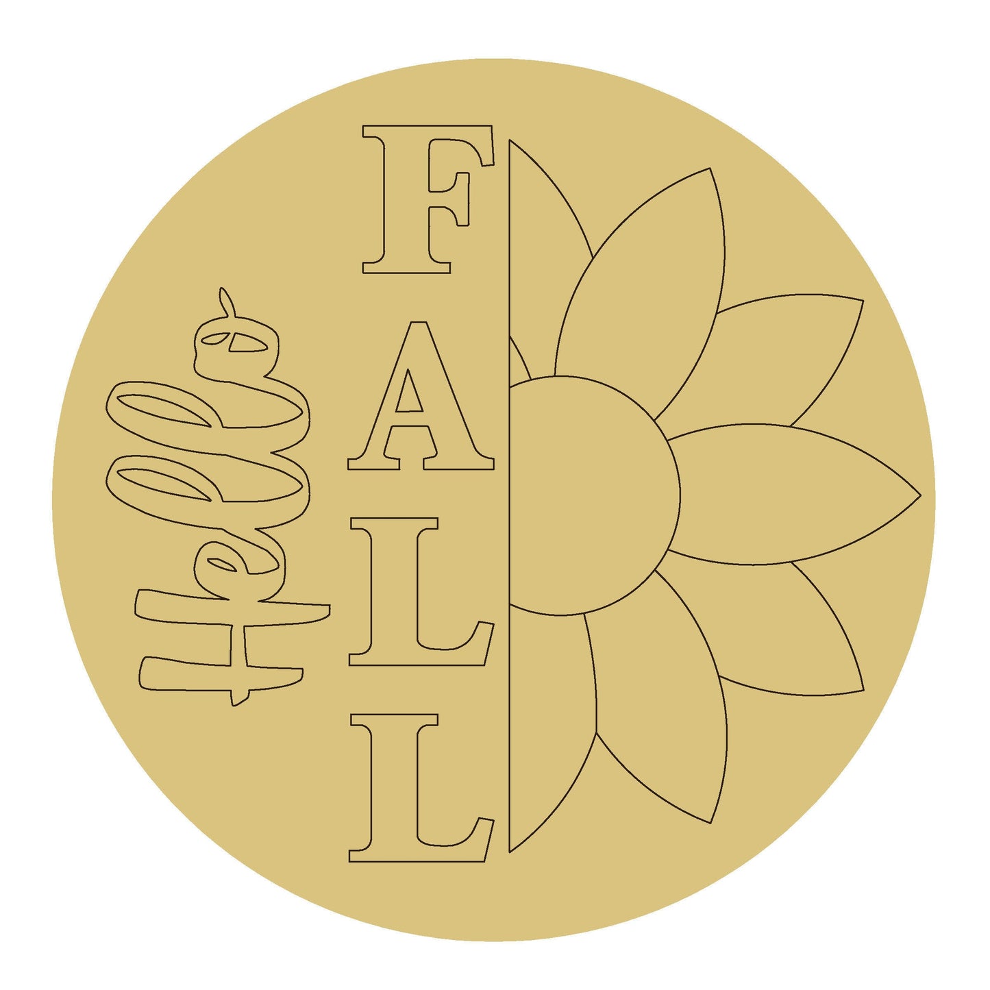 Hello fall round 12" Wood Cutout for DIY