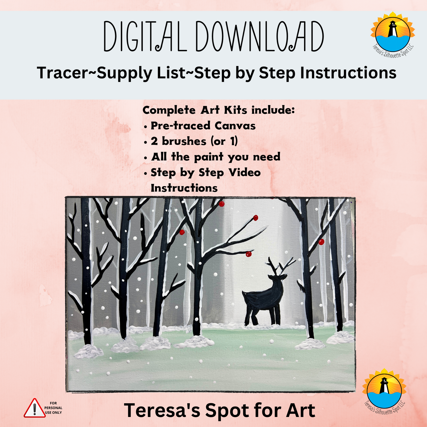 Beginner Deer in the Woods Complete Art Kit and Tutorial
