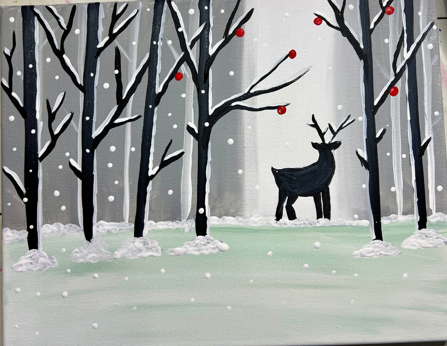 Beginner Deer in the Woods Acrylic Art Video Paint Tutorial