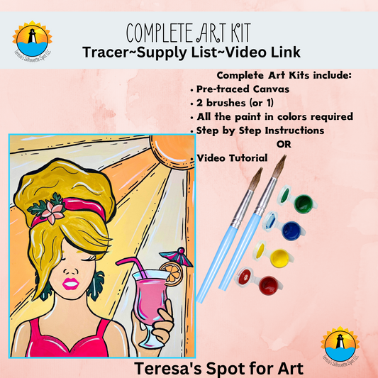 Canvas Complete Art Kit! Virtual at home Woman Power DIY Art! Great For Beginners!