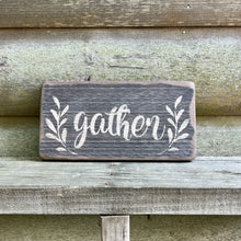 Load image into Gallery viewer, Gather Farmhouse Rustic Wood Fall Home Decor Sign
