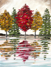 Load image into Gallery viewer, How to Paint Fall Trees Canvas Complete Art Kit! At home Fall Trees Landscape DIY Art Kit! At Home Fall Paint Party! Great For Beginners!
