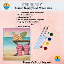 Load image into Gallery viewer, Canvas Complete Art Kit! Virtual at home Flip Flops Beach Scene DIY Art! Great For Beginners!
