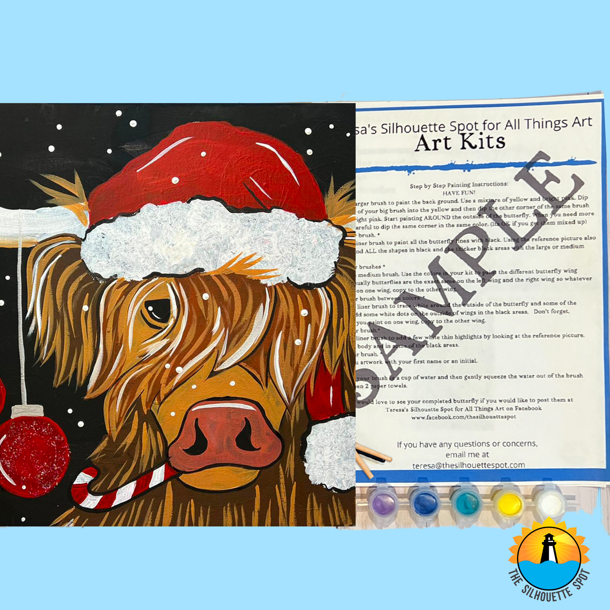 Christmas Highlander Art Party Kit! At Home Paint Party Supplies! Begi –  Teresa's Spot for All Things Art