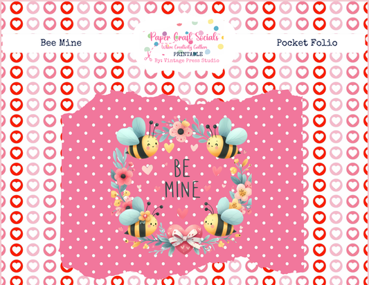 Bee Mine Valentine's Day Memory Keeper Journal Kit – 22-Page Holiday Paper Craft Kit with Ribbons, Ephemera & Video Tutorial