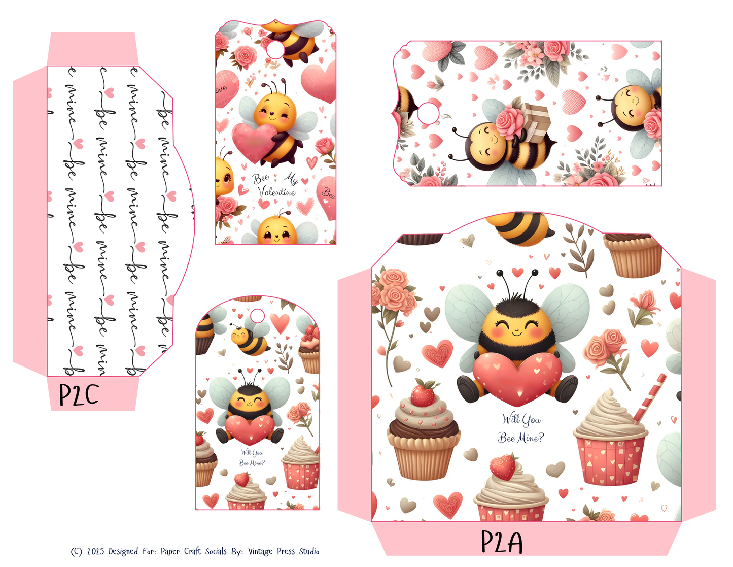 Bee Mine Valentine's Day Memory Keeper Journal Kit – 22-Page Holiday Paper Craft Kit with Ribbons, Ephemera & Video Tutorial