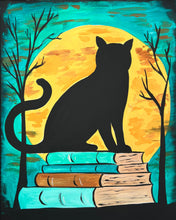 Load image into Gallery viewer, Halloween Black Cat Canvas Complete Art Kit! At home Black Cat DIY Art Kit! At Home Halloween Paint Party! Great For Beginners!
