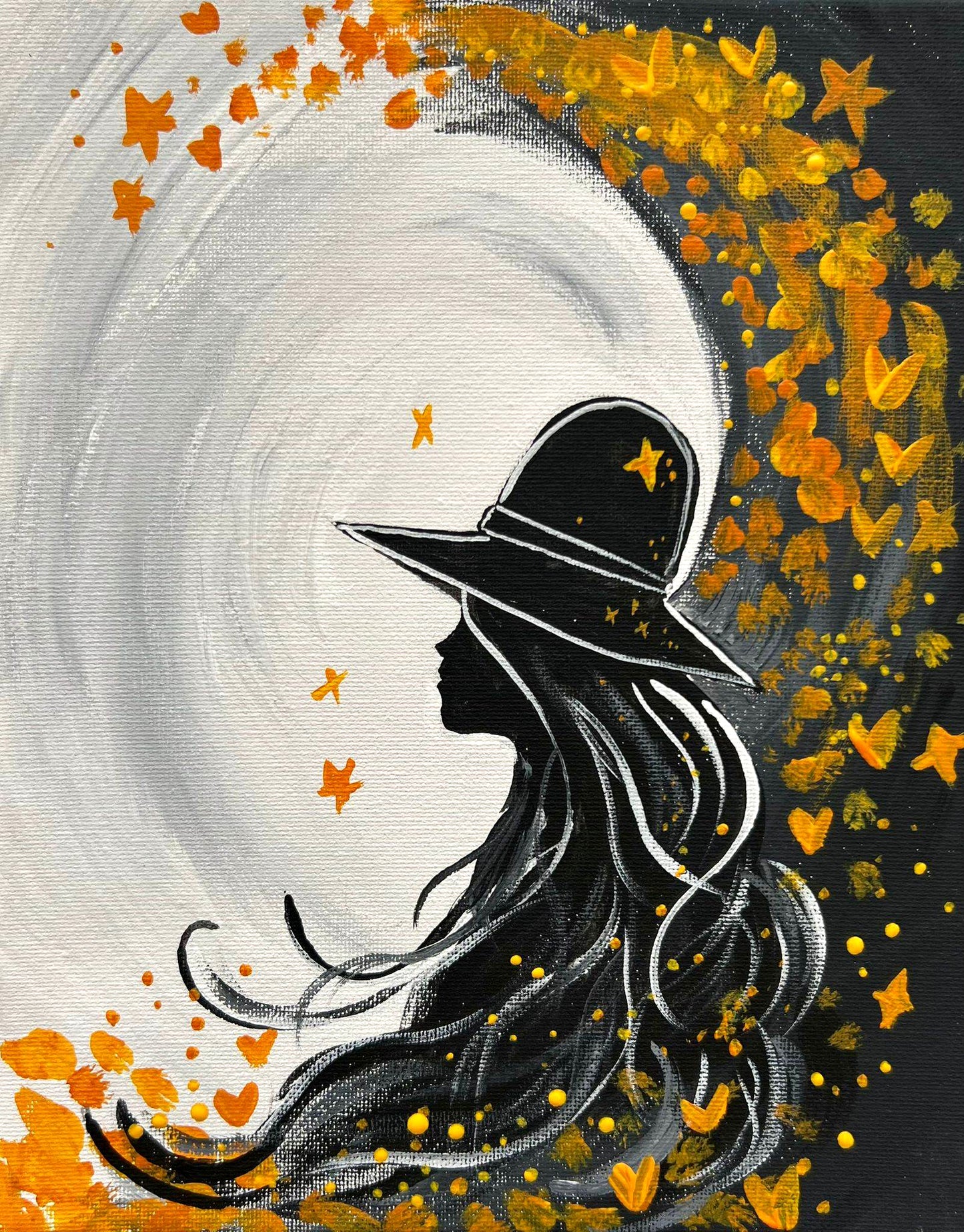 Halloween Witchy Woman Canvas Complete Art Kit! At home Witch Woman DIY Art Kit! At Home Halloween Paint Party! Great For Beginners!