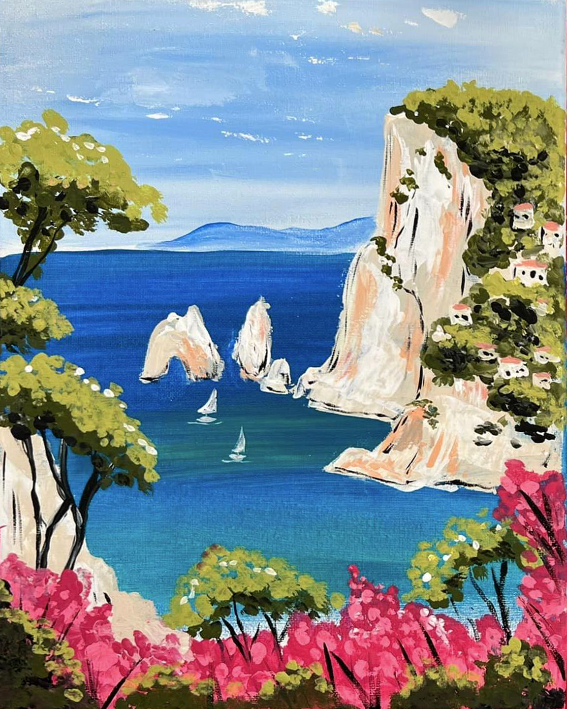 Meet me in Capri Beginner Acrylic Painting Tutorial