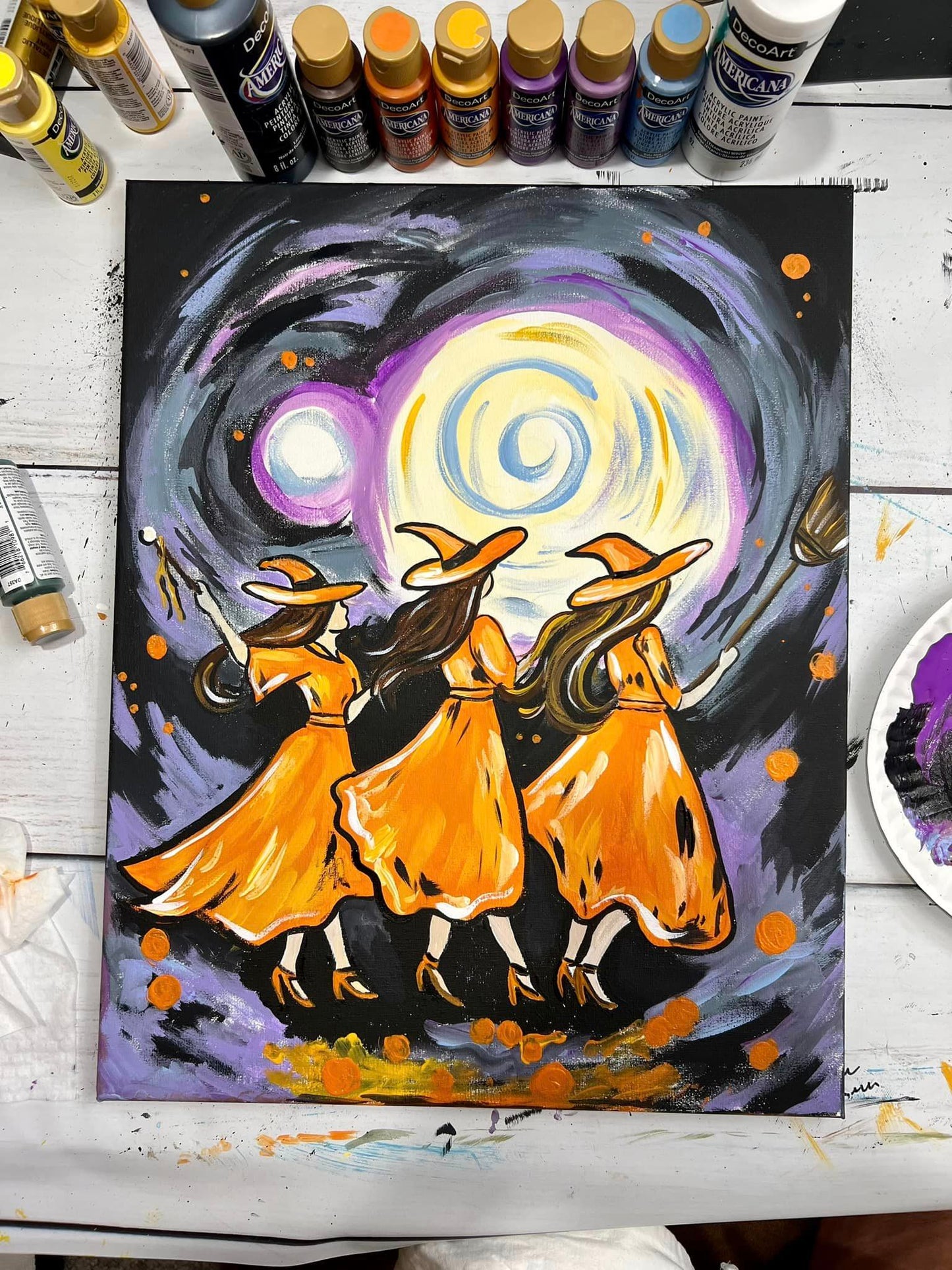 Halloween Witch Women Canvas Complete Art Kit! At home Witch Women DIY Art Kit! At Home Halloween Paint Party! Great For Beginners!