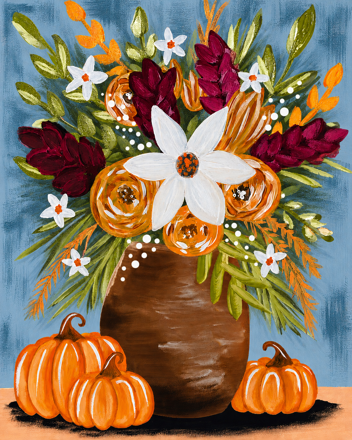 Fall Florals Beginner Acrylic Painting Tutorial | Digital Painting Kit