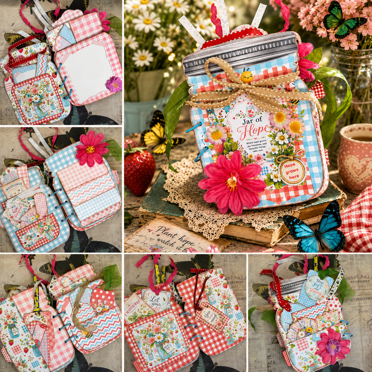 Jar of Hope Inspirational Junk Journal & Folio Kit, Memory Keeper Folio 19-Page Printed Bundle + Video Instructions