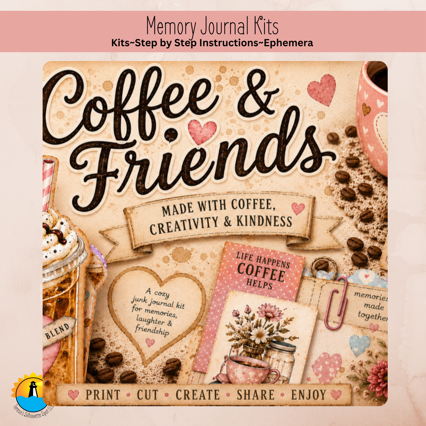 Coffee Junk Journal Printable Kit, Coffee Ephemera & Digital Papers, Vintage Coffee Journal Pages, Coffee Lover Paper Craft, 13 Pages