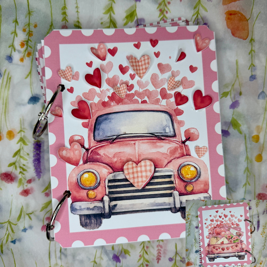Vintage Truck Folio Junk Journal Kit, Valentine's Day, Tutorial, Paper Crafting, Memory Keeper 21-Page Printed Bundle + Video Instructions