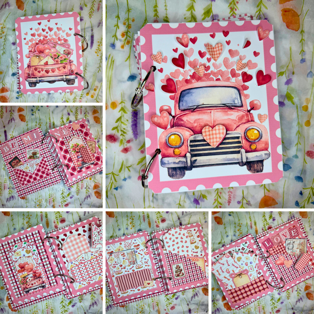 Vintage Truck Folio Junk Journal Kit, Valentine's Day, Tutorial, Paper Crafting, Memory Keeper 21-Page Printed Bundle + Video Instructions