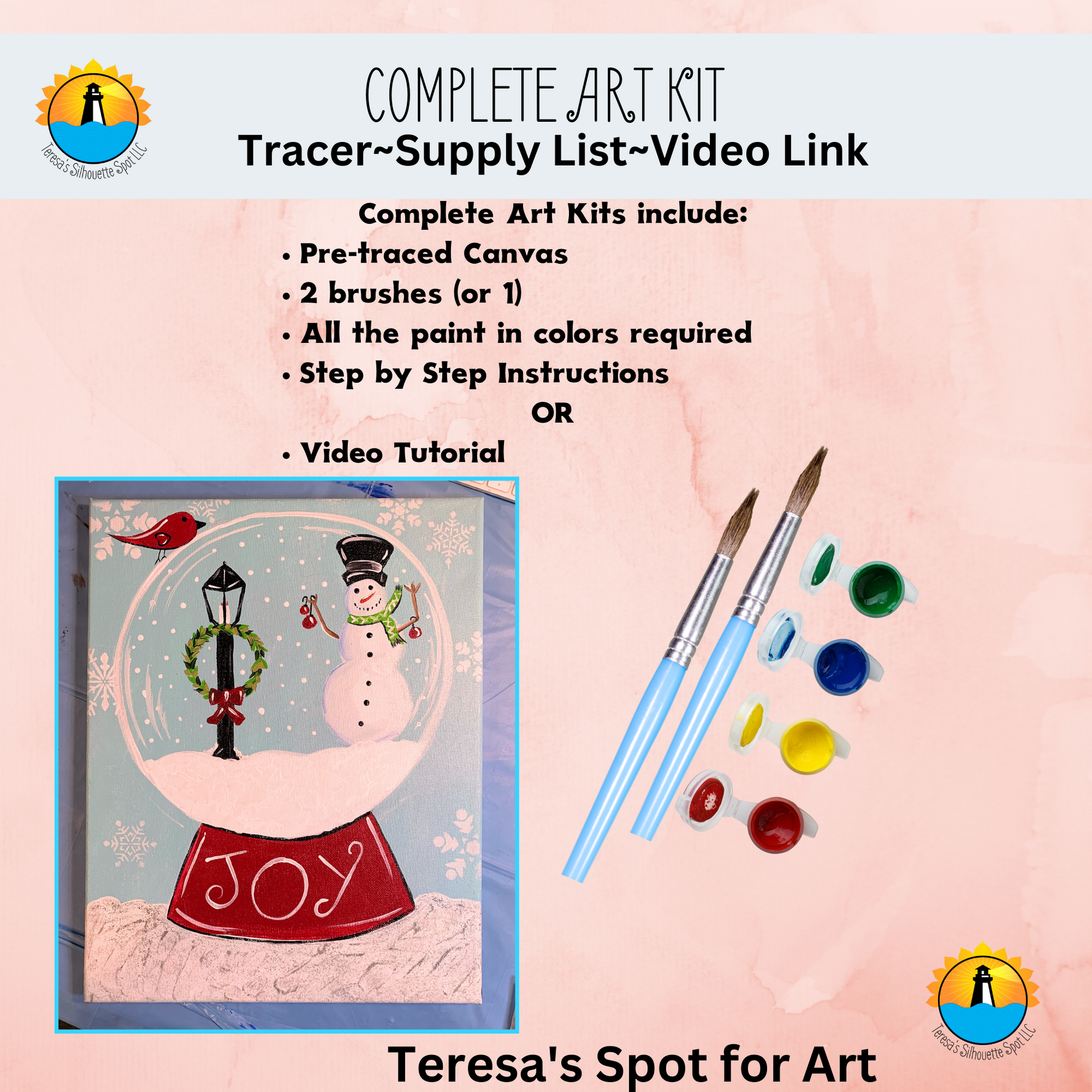 Snow Globe Snowman Scene Art Party Kit! At Home Paint Party Supplies! –  Teresa's Spot for All Things Art